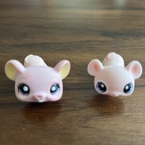 LPS Littlest Pet Shop Mouse #1202 & #1371 Pink Body Purple Eyes & Blue Eyes